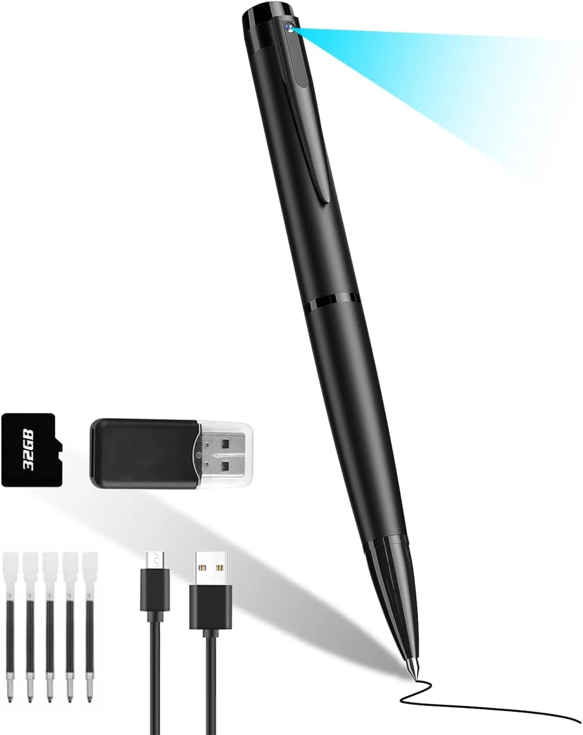 SANPROV Mini Kamera,1080P HD Kamera überwachung Tragbare kleine Überwachungskamera Stiftkamera Kamera mit 32G Micro SD Karte für drinnen und draußen