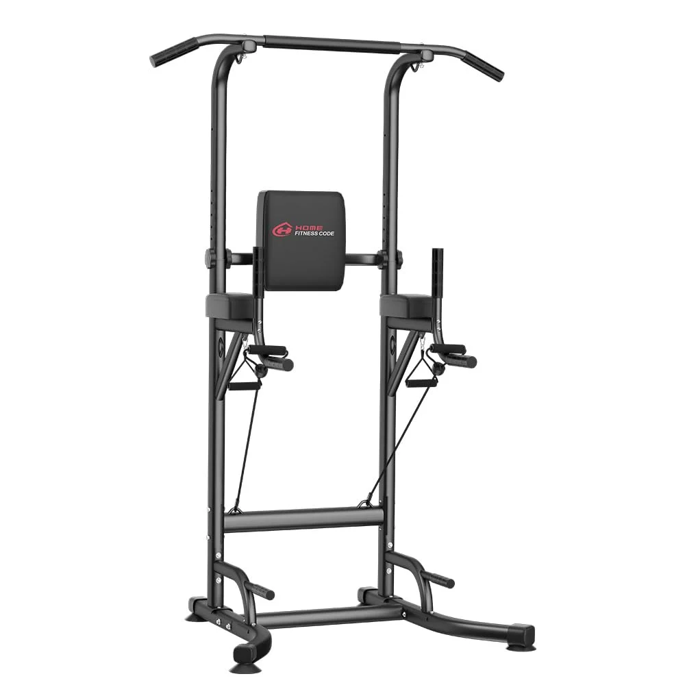 GartistGo Power Tower Klimmzug- & Dip-Station für das Heim-Fitnessstudio – Verstellbare Höhenspanne, 150 kg Tragkraft mit rutschfesten Saugnäpfen, H-Stahl-Basis Power Rack