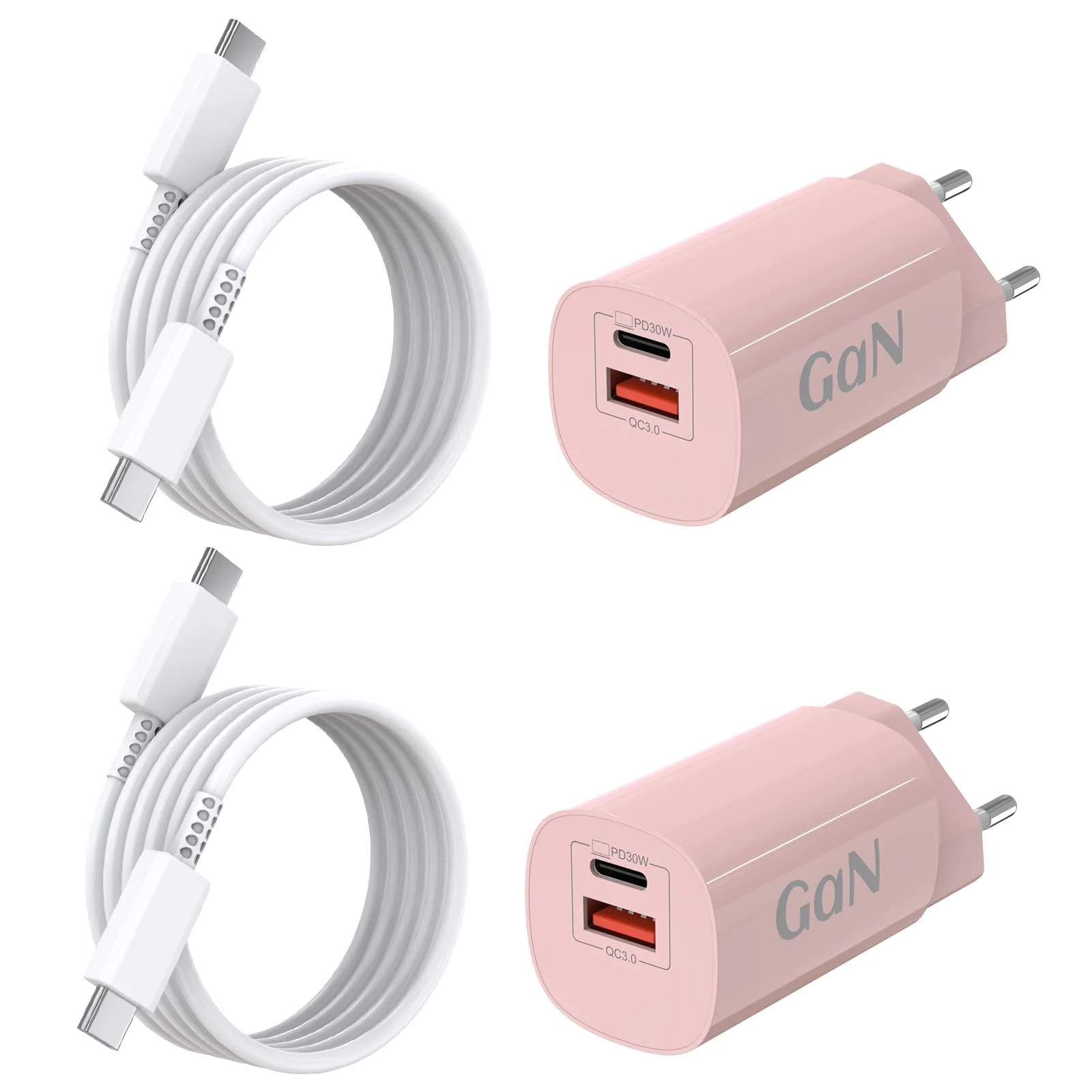 2-Pack USB C Ladegerät 30W für Galaxy S25 S24 S23 S22 Ultra, Typ C Schnellladegerät mit Schnellladekabel 1.5M, Netzteil Adapter Fast Charger für iPhone 17/16/Pro Max/Xiaomi