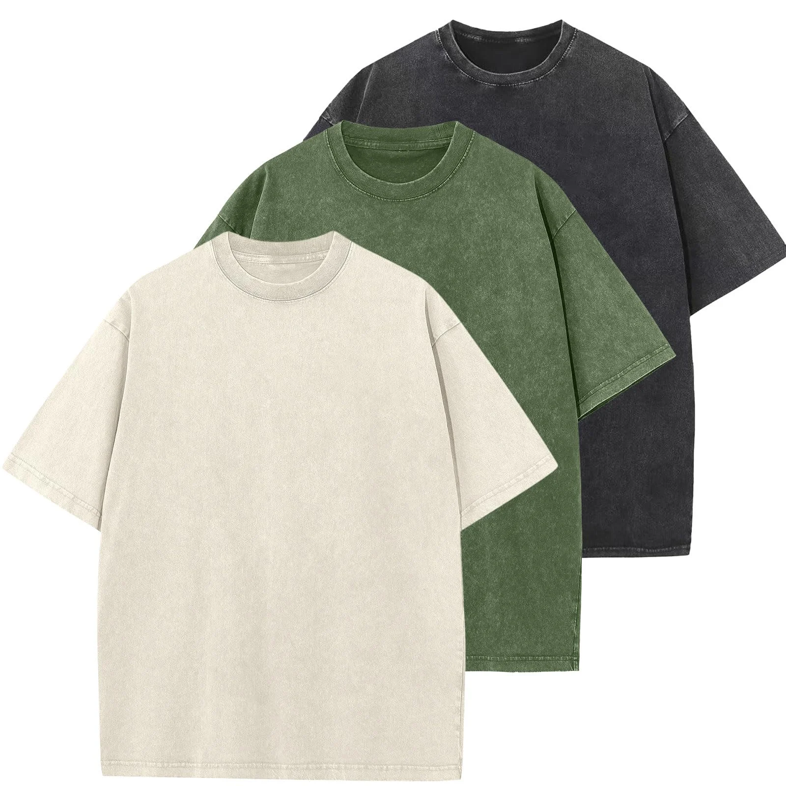 Oversized T-Shirt für Herren Heavy Baumwolle Regular Fit Basic Männer T-Shirt Set Casual Sommer Tops