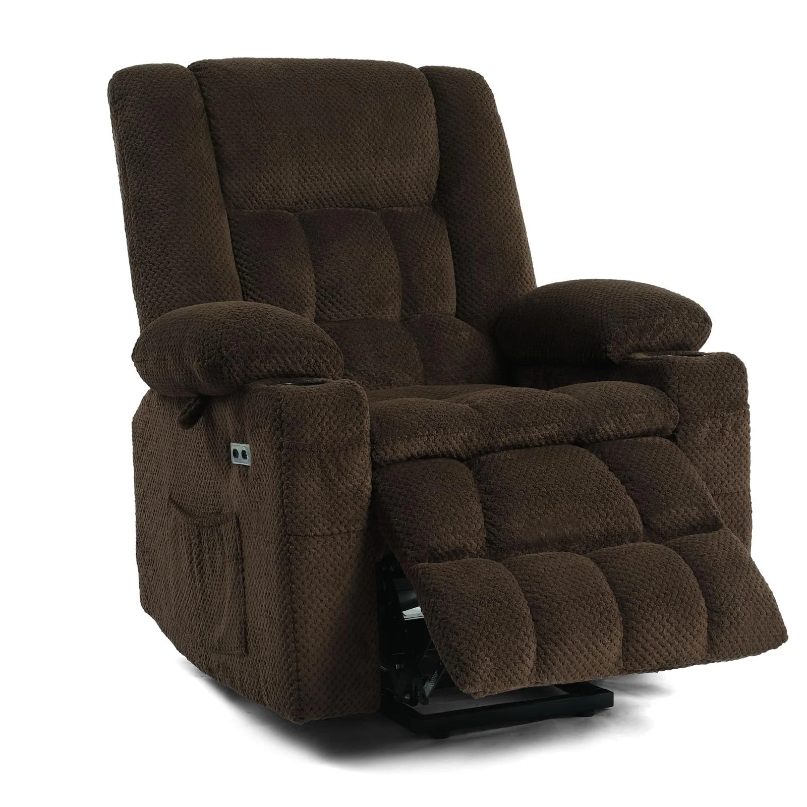 Consofa Fernsehsessel Relaxsessel mit Elektrisch Aufstehhilfe, Massagesessel mit Wärmefunktion, Liegefunktion, TYP C & USB-Anschlüsse, TV Sessel Seniorensessel für Wohnzimmer(Braun)