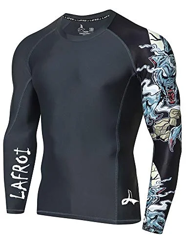 LAFROI Herren Langarm UPF 50+ Kompressionsshirt Rash Guard-CLYYB