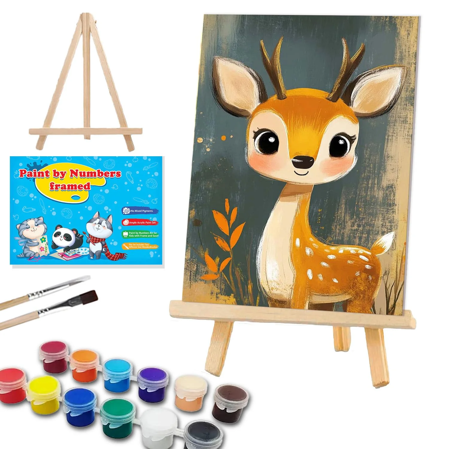 GOUGOUFAFA Malen Nach Zahlen Kinder mit Rahmen, Malen Nach Zahlen Kinder ab 7 8 9 10 Jahre, Geschenk für Mädchen und Jungen Inklusive Staffelei und Geschenkbox 20x30cm