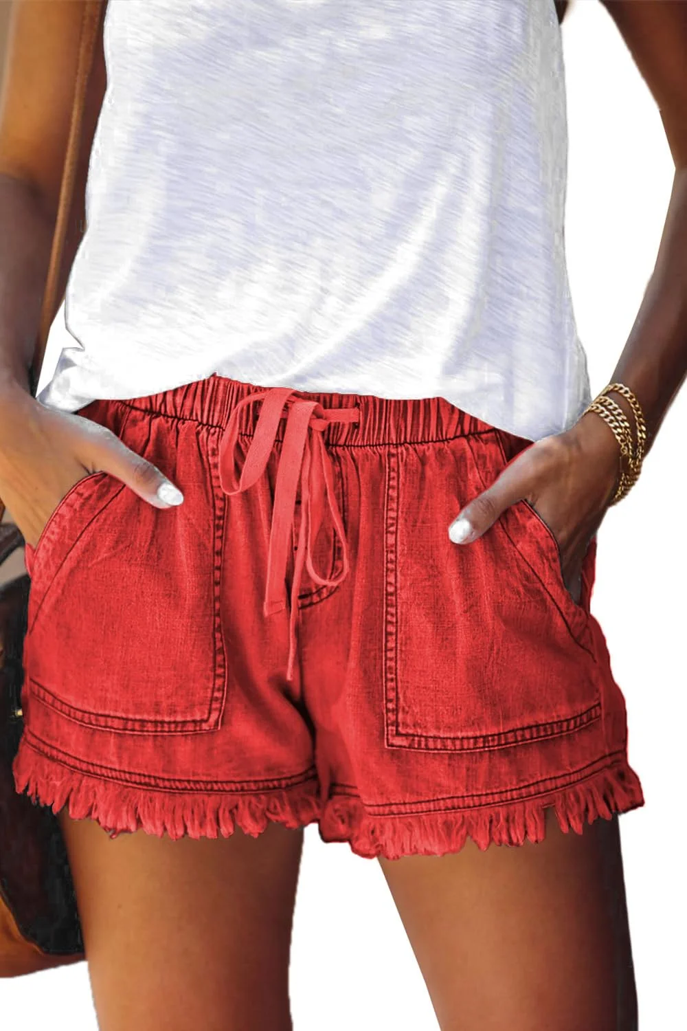 HVEPUO Damen Baumwolle Leinen Shorts Hotpants Sommer Weite Kurze Hosen