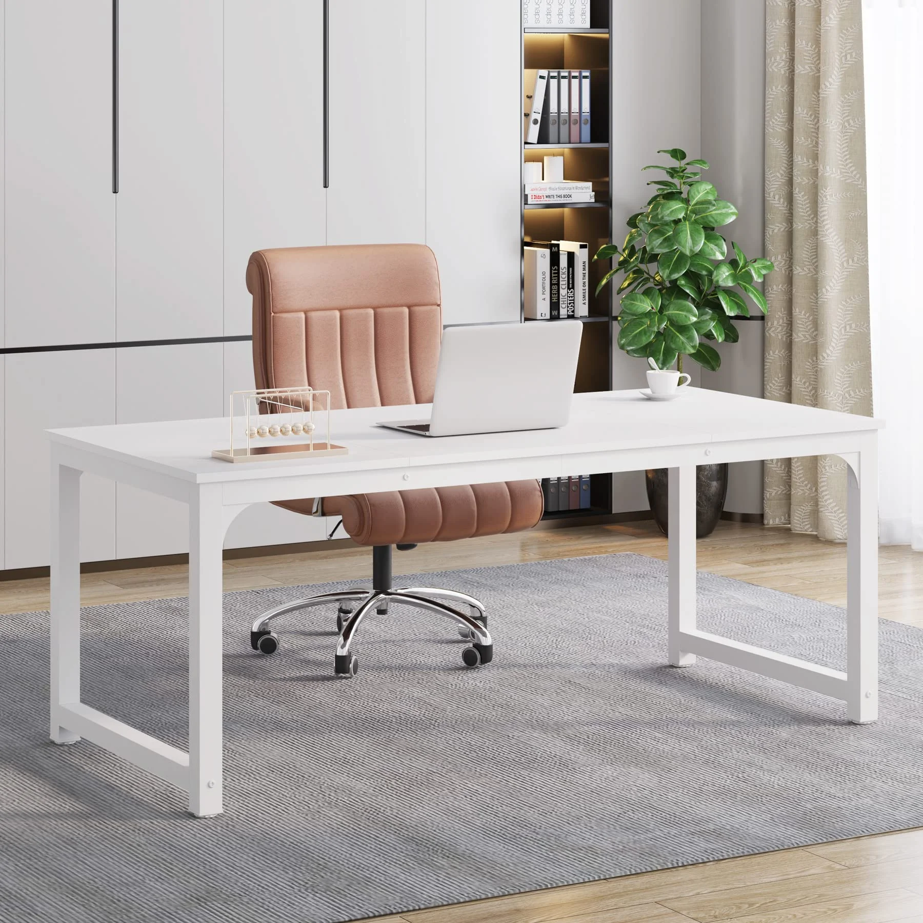 Tribesigns Schreibtisch Computertisch, PC Tisch Bürotisch Arbeitstisch Esstisch in Schwarz für Home Office zu Hause Schreibtische, Konferenztisch
