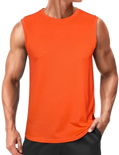 Wayleb Ärmeloses Shirt Herren Sport Tanktop Rundhals Atmungsaktiv | Ärmelloses Shirt Herren, Sport Tanktop, atmungsaktives Mesh, leichtes Tragegefühl, Training und Freizeit