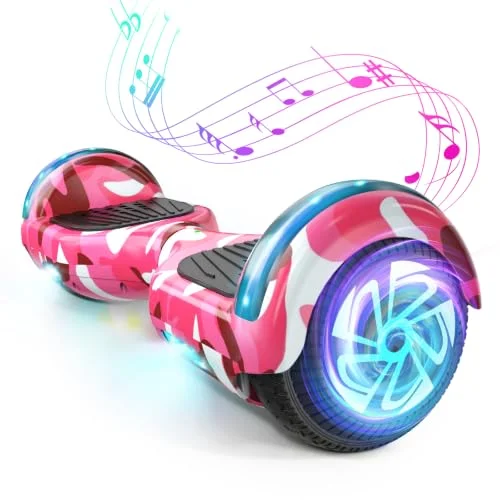 Offroad Hoverboard with Bluetooth Speakers, LED Light, Non-Slip Foot Pads, 6.5 Inch Tyres, Powerful Large Battery Hoverboard
