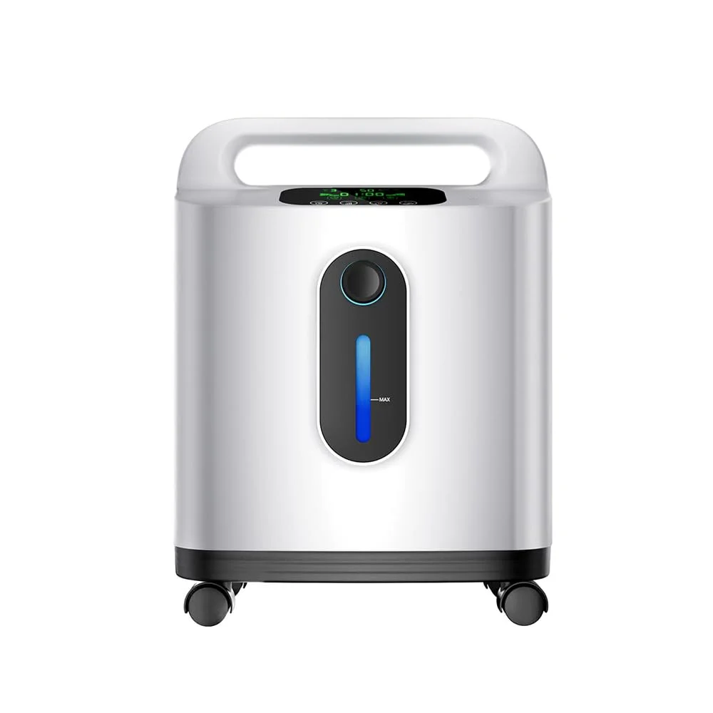 ALLNIS Sauerstoffkonzentrator, 1-8 Liter/Minute einstellbare Konzentration 90% ± 3%, tragbarer Tragegriff für den einfachen Einsatz zu Hause auf Reisen (Universalräder, Anleitung in Deutsch)