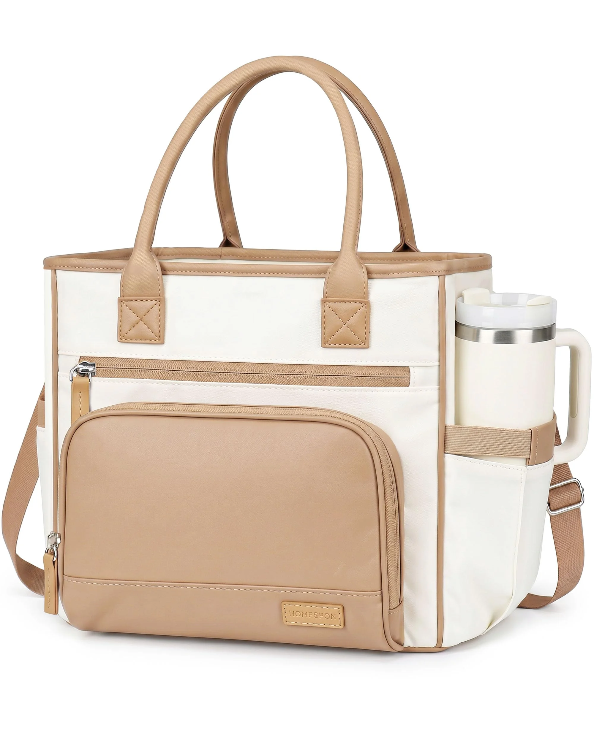 HOMESPON Lunchtasche Damen Herren Isolierte Kühltasche mit Becherhalter Crossbody Lunchbox Tasche für Arbeit