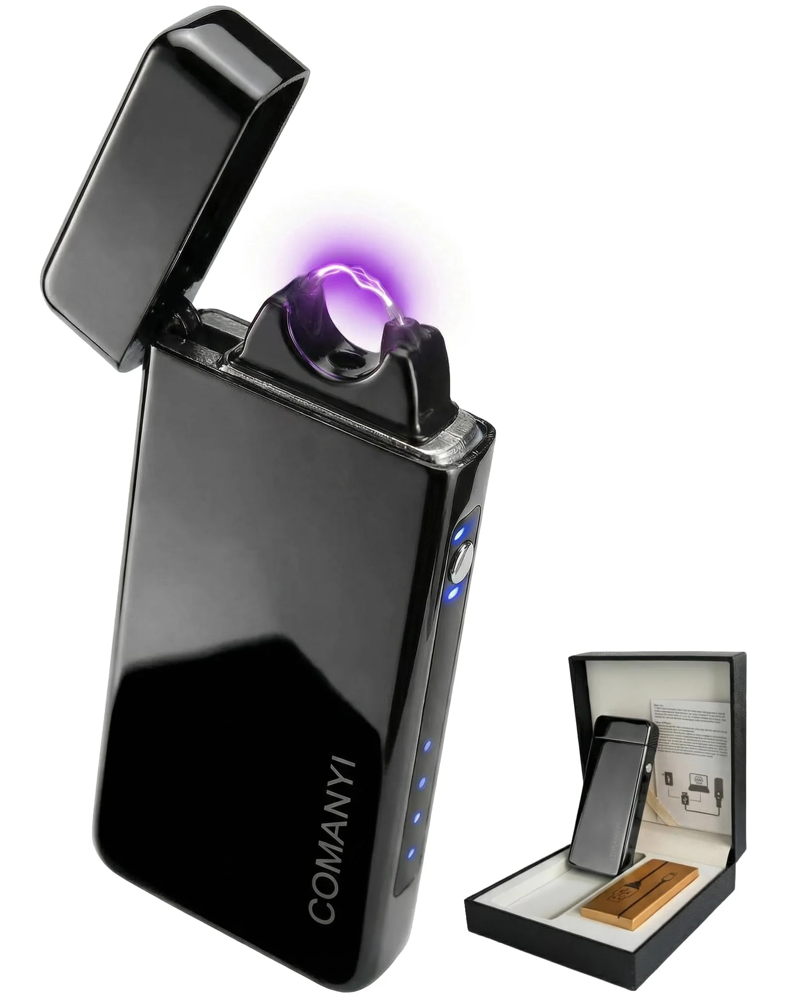COMANYI Elektrisches Feuerzeug Wiederaufladbares USB Feuerzeug Elektrisches Arc Plasma Großflammenfeuerzeug Winddichtes Cooles Feuerzeuge mit LED Batterieanzeige für Kerzen