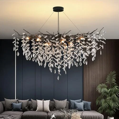 Modern Luxury KristallGold Kronleuchter, Flush Mount Chandelier Light Fixture, Rund Kristall Hängeleuchte für Wohnzimmer, Esszimmer,Schlafzimmer, Restaurant