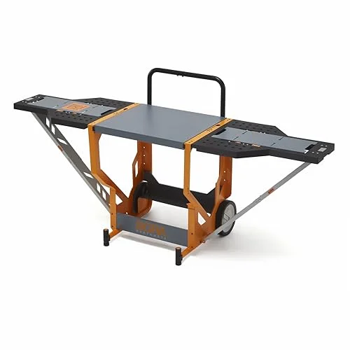 PortaMate PM-8000 Portacube STR Station PM-8000-The Ultimate Miter Saw Work Stand/Workbench That Expands, Folds, Rolls, Rotates and Gets The Job Done in Every Way, Orange/Black