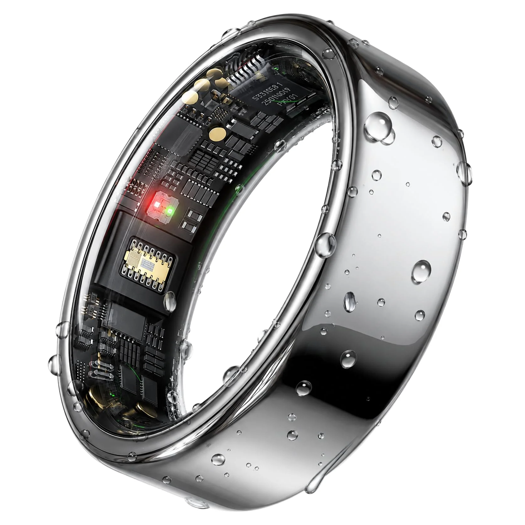 HOU Smart Ring für Damen & Herren, Gesundheitstracker ohne ABO, Größe 7 | 24/7 Puls- & Schlaftracking | 100+ Sportmodi | 30 Tage Akku mit Ladecase | 2,8mm dünnes, leichtes 3,5g IP68-Keramikdesign