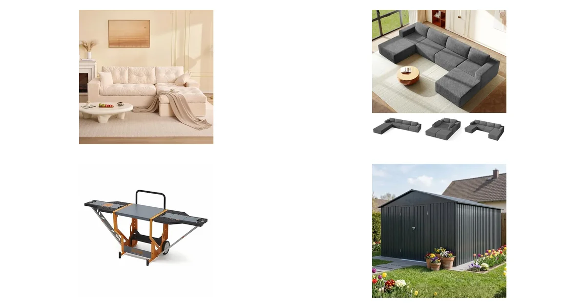 Neue heute auf Amazon: Litbird 3-Sitzer Ecksofa Schwarz & Vesgantti Ecksofa 303 cm am