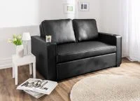 2-Sitzer Sofabett inkl. Kissen, ca. 150 x 96 x 86 cm - Lederoptik Schwarz