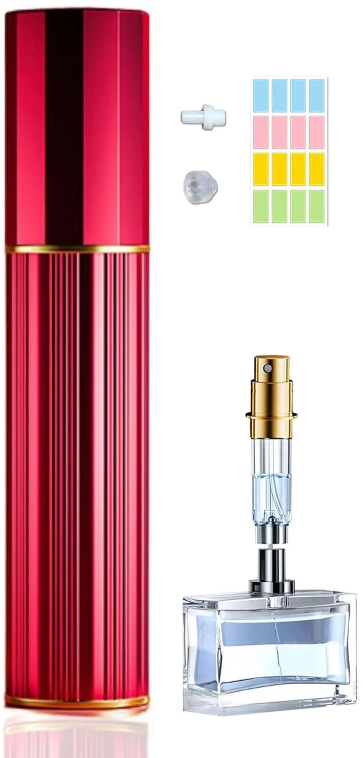 Travelofo 10ML Parfüm Abfüller, Parfümzerstäuber Nachfüllbar, Befülltechnik Ohne Trichter Leer Parfüm Zerstäuber Sprühflasche für Reise Handtasche Unterwegs (Rot)