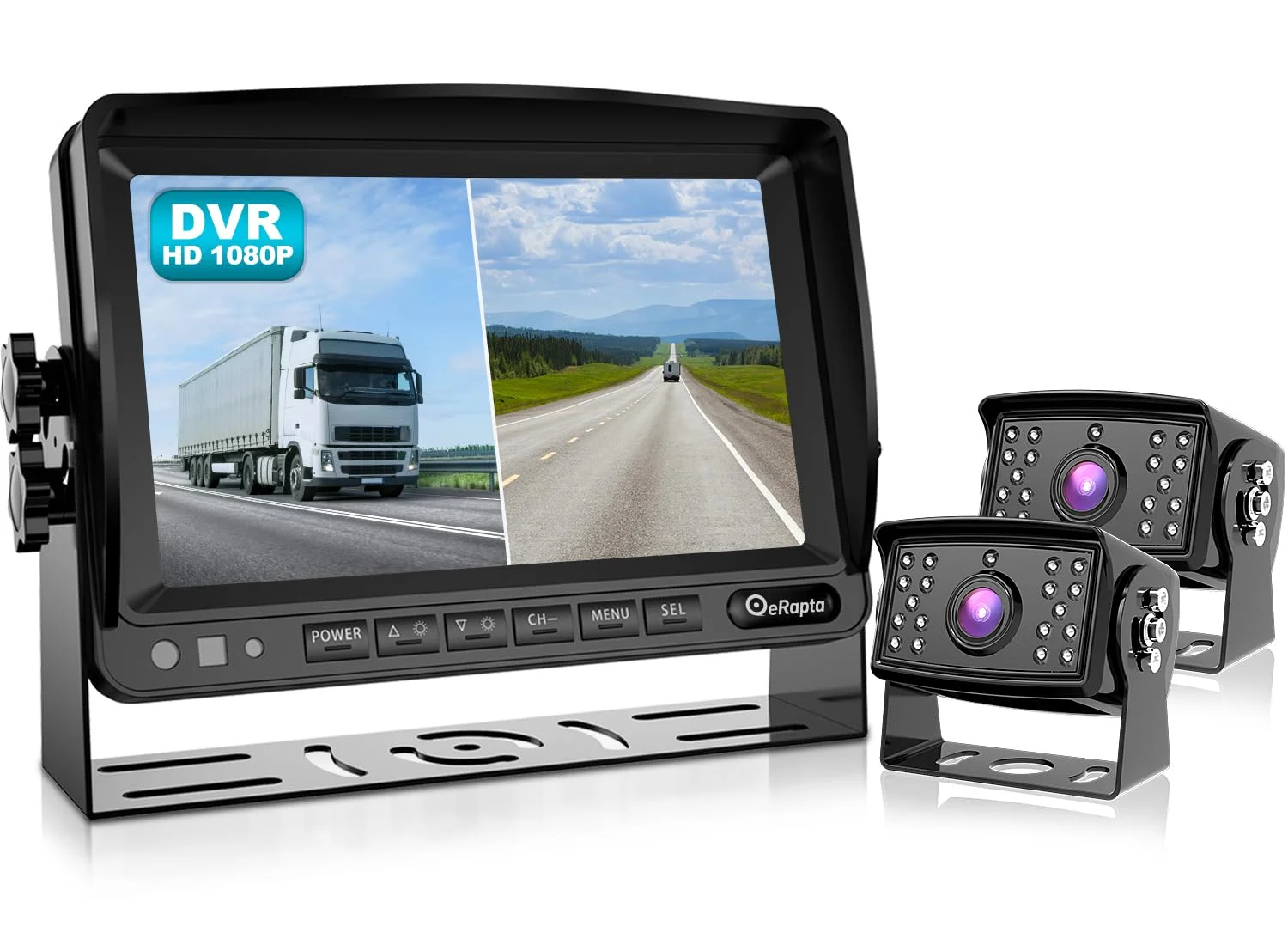 10" 1080P kabelgebundenes Rückfahrkamerasystem-Kit IP69 Wasserdicht | 10" HD Quad Split Screen Monitor mit Aufzeichnung, Seitenansichtskamera, Parklinien für LKW/Sattelauflieger/Kastenwagen
