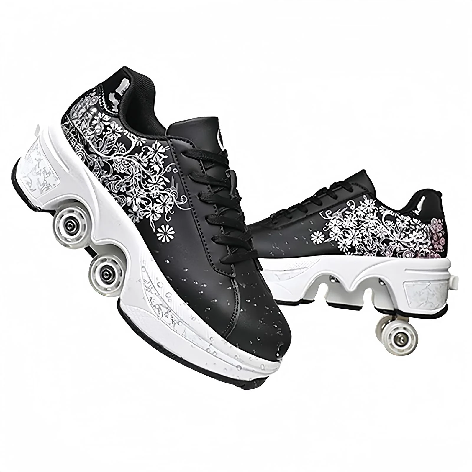 Rollschuhe für Mädchen, Sneaker, Roller, Skateboardschuhe, Sneaker, mit Rollen, Sport, Gymnastik, Mode, Mehrzweck, Kick Roller Shoe für Jungen und Mädchen