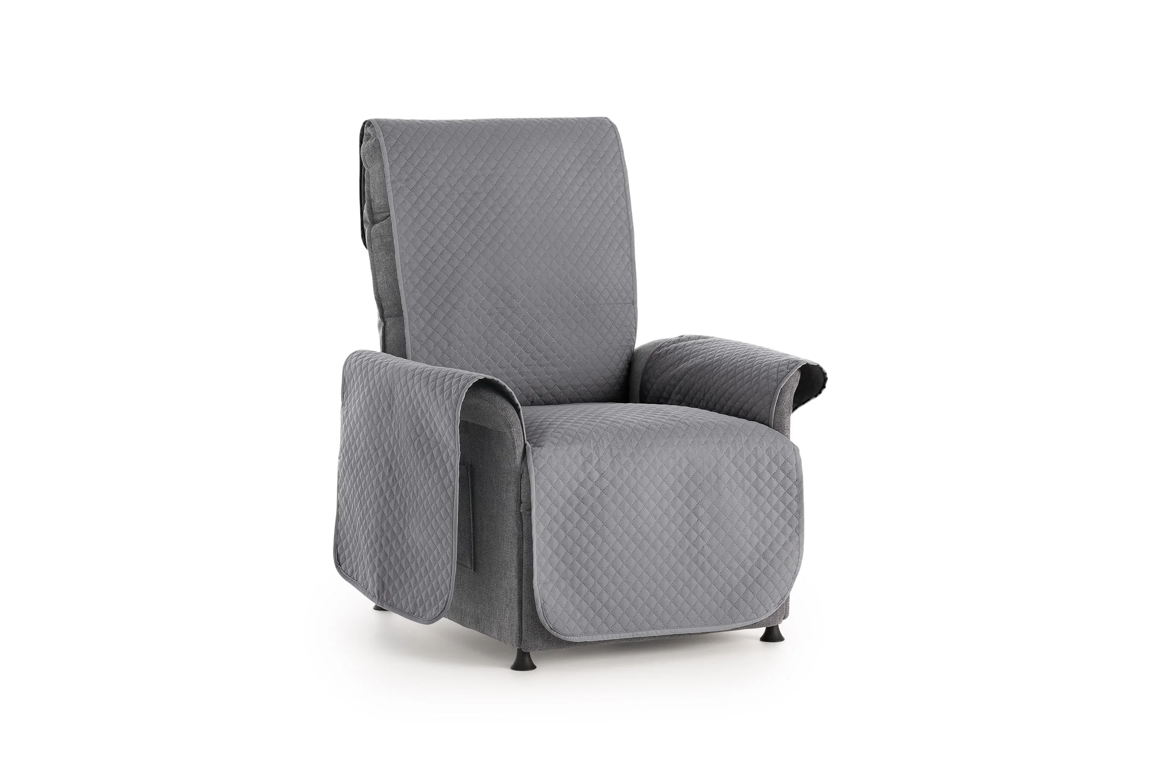 Textilhome Sofa Überzug Adele, Universeller Sofabezug, Couch Überzug, SofaÜberwurf Gepolstert, Sofaschoner Schutzdecke für 1 Sitzer, Haustierfreundlich, Farbe Grau, 55 cm