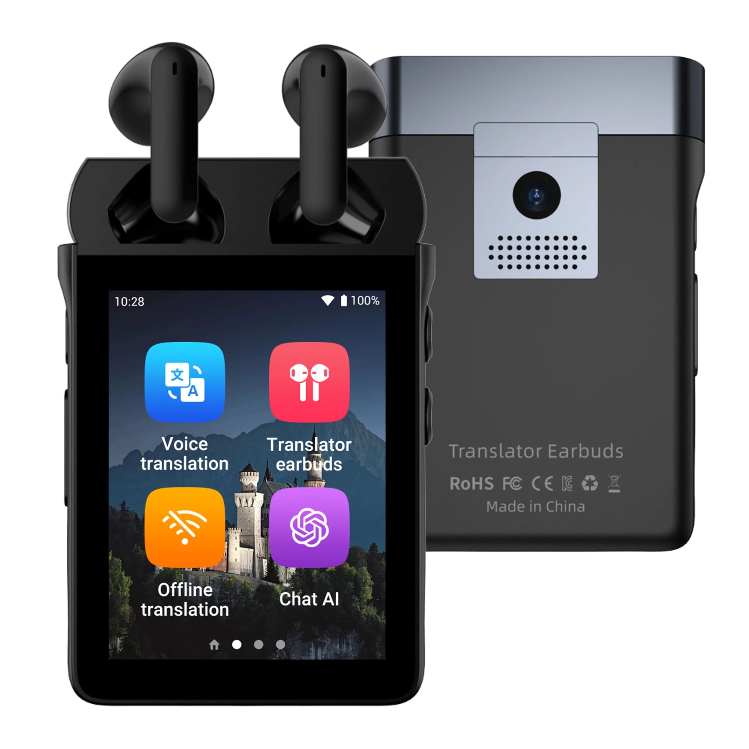 Anfier A9 KI Übersetzer Kopfhörer Testsieger 4G Anrufe & Hotspot Freigabe, Echtzeit Sprachübersetzer ohne Internet mit 144 Sprachen App-free, ChatGPT/Offline/Foto Übersetzer (Schwarz,4G+WiFi-Version)