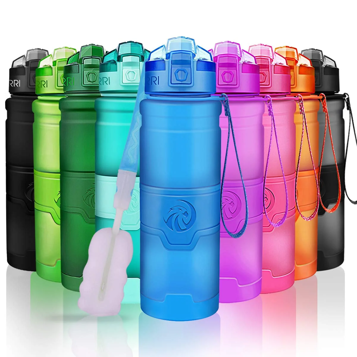 ZORRI Trinkflasche Sport 1L, 700ml, 500ml, 400ml BPA-Frei Wasserflasche Kohlensäure Geeignet Auslaufsicher, Eco Sportflasche Für Kinder Schule, Gym, Fitness, Fahrrad