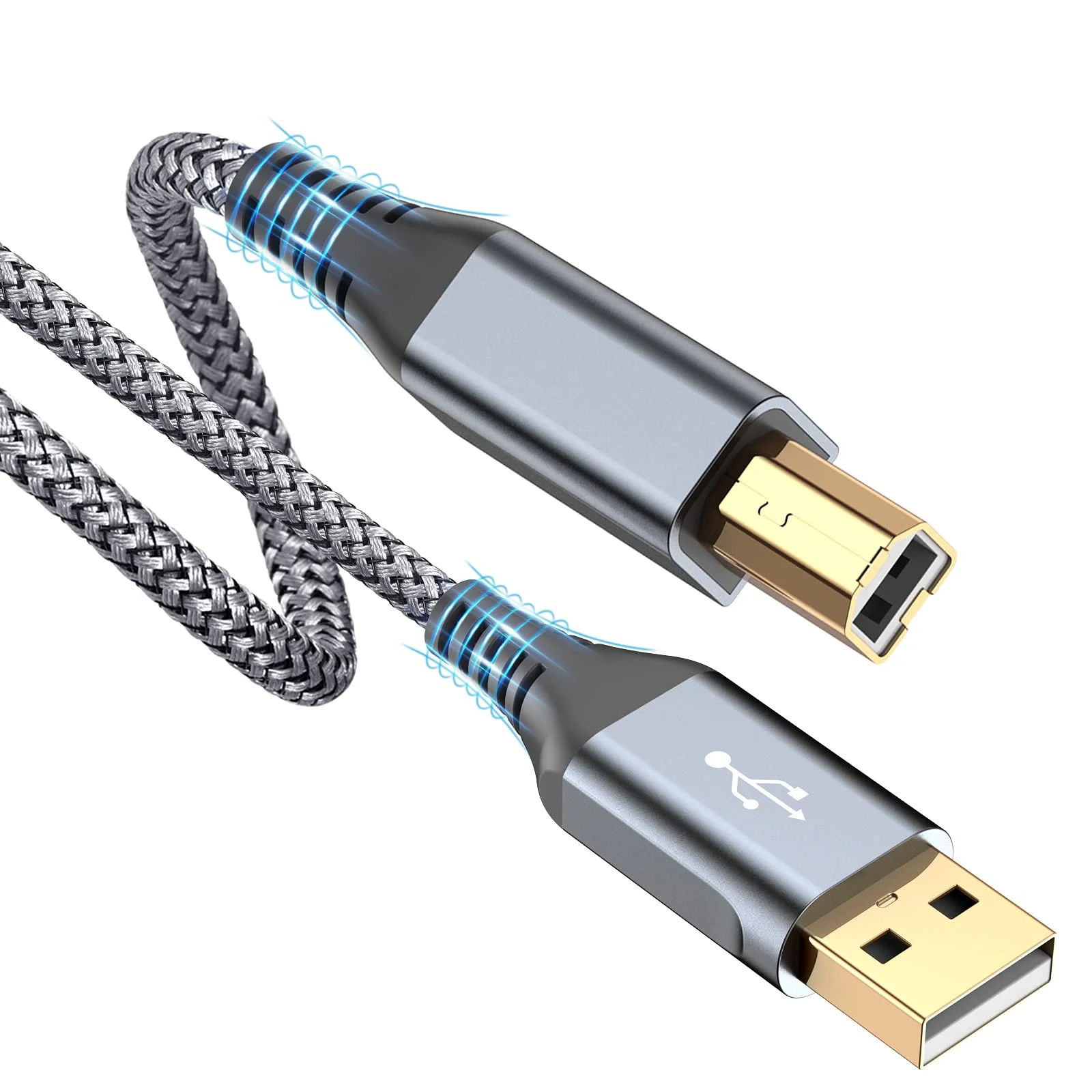 USB Druckerkabel 5M, Scannerkabel USB 2.0 Typ B Kabel USB A auf USB B Drucker Kabel PC Printer Cable Kompatibel für HP, Dell, Canon, Epson, Lexmark, Xerox, Brother, Samsung, Pixma