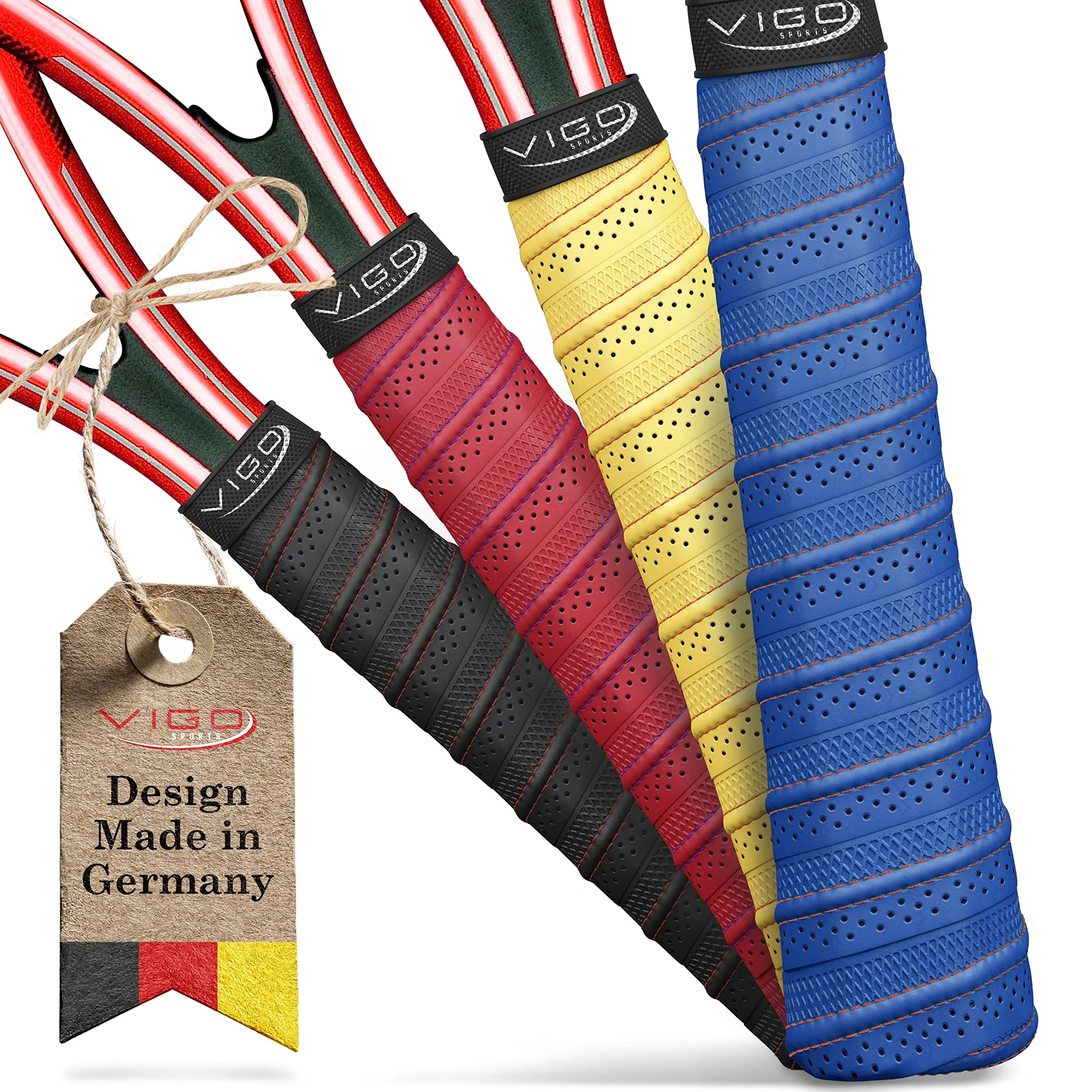VIGO Sports selbstklebendes Tennis Griffband mit Anti-Schweiß Technologie – rutschfestes Badminton Griffband universell für Tennisschläger, Badminton Schläger & Overgrip - Griffband Tennisschläger