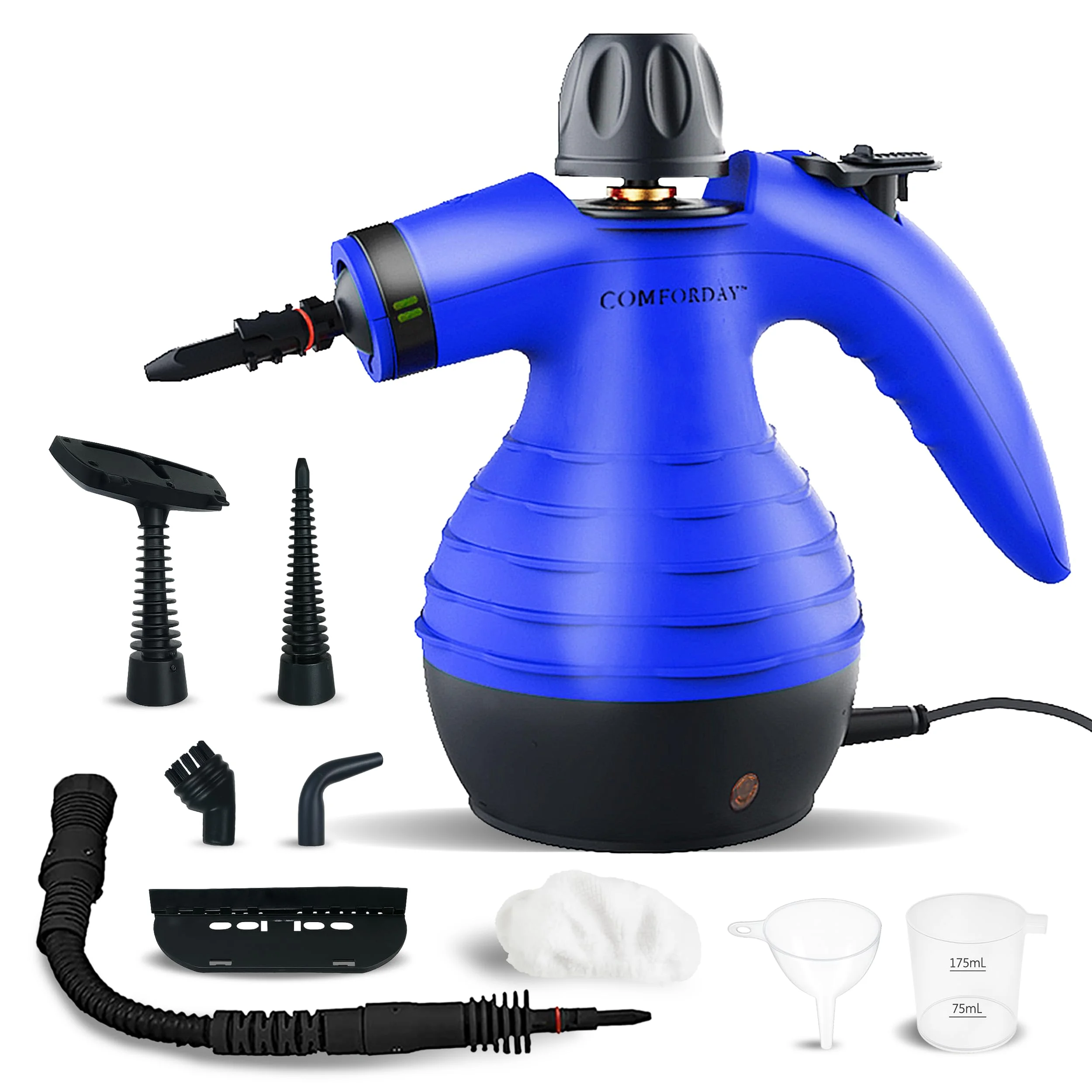 Comforday Mehrzweck-Dampfreiniger mit 9-teiligem Zubehör, druckbeaufschlagter Handdampfreiniger, perfekt für Fleckenentfernung, Vorhänge, Autositze, Boden, Badezimmer
