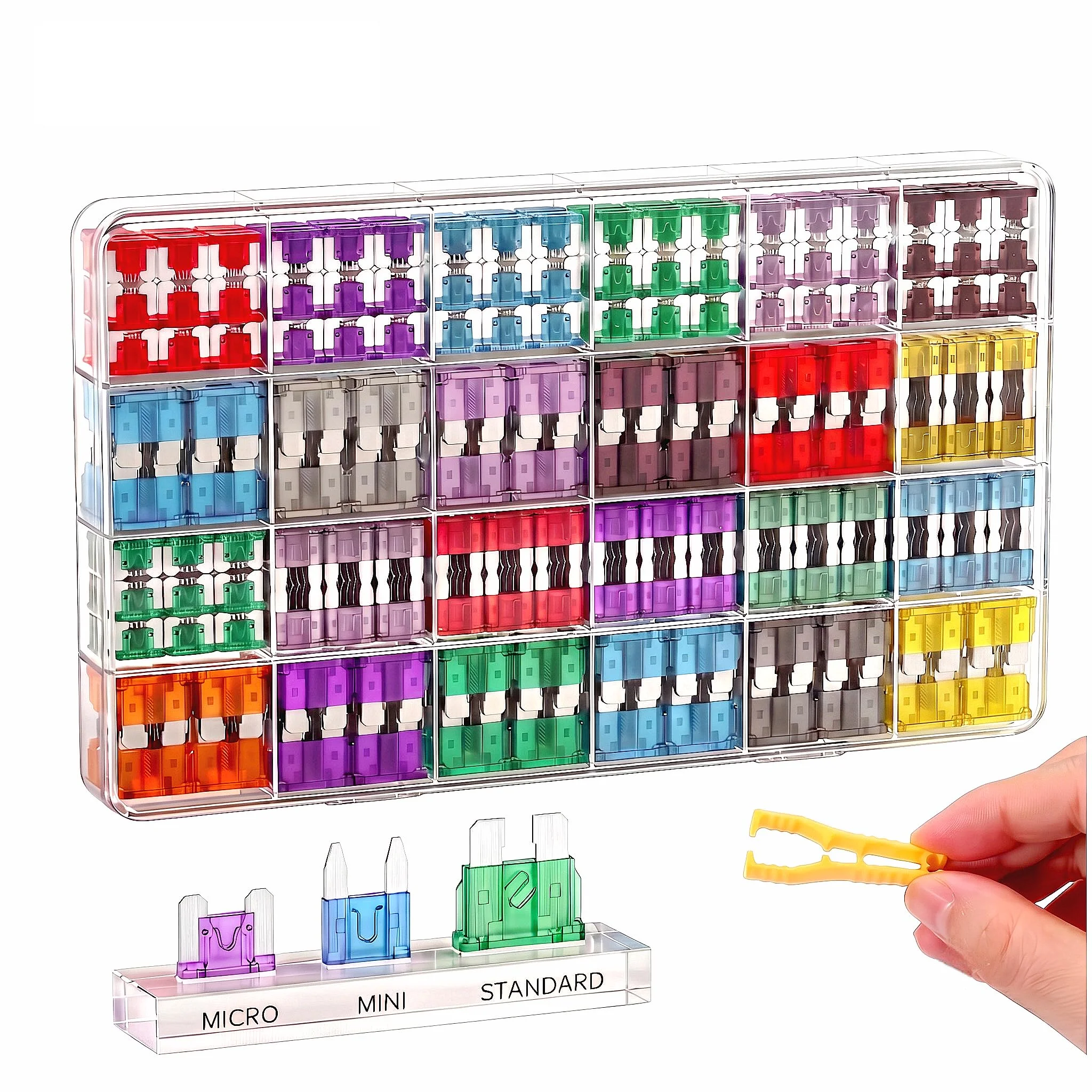 GIZGA 330PCS Kfz Sicherungen Autosicherungen Set Standard, Mini, Micro Flachsicherungen (2A/3A/5A/7.5A/10A/15A/20A/25A/30A/35A/40A) mit 1 Sicherungszieher für PKW Motorrad LKW Wohnmobile Boot