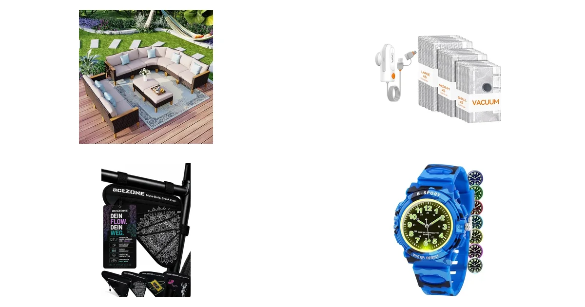 Top Deals 02.08.2026: MFSTUDIO Polyrattan Lounge Set und VACKFOX Koffer mit USB-Pumpe