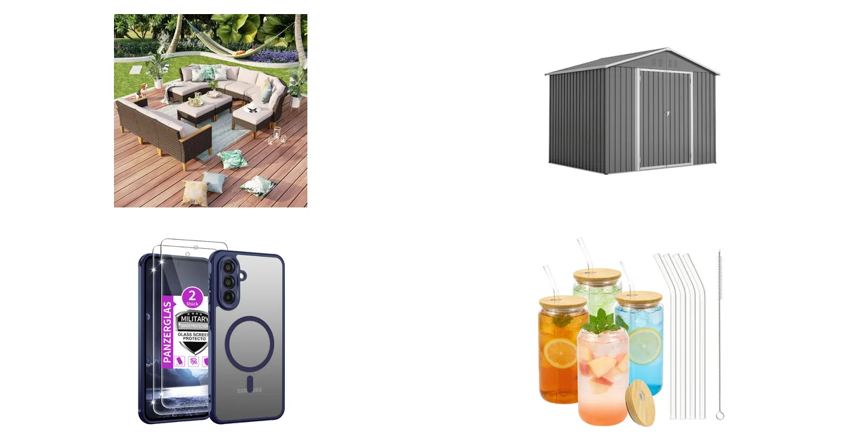 MFSTUDIO Polyrattan Gartenmöbel und Gartenhaus Metall 229x180x191 cm Blitzangebot