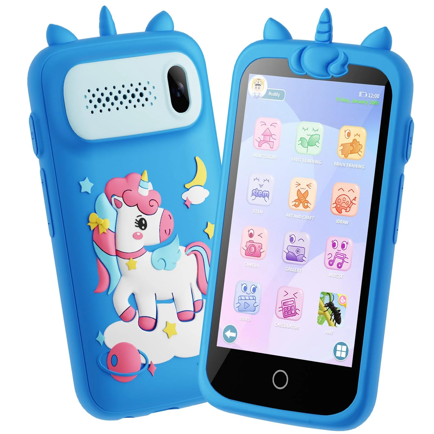 Kinderkamera, 3.97" Touchscreen Kinder Handy Smartphone Spielzeug, pädagogische Lerngeschenke für 4-10 Mädchen Junge mit Games Music Player, 8GB Karte Blau