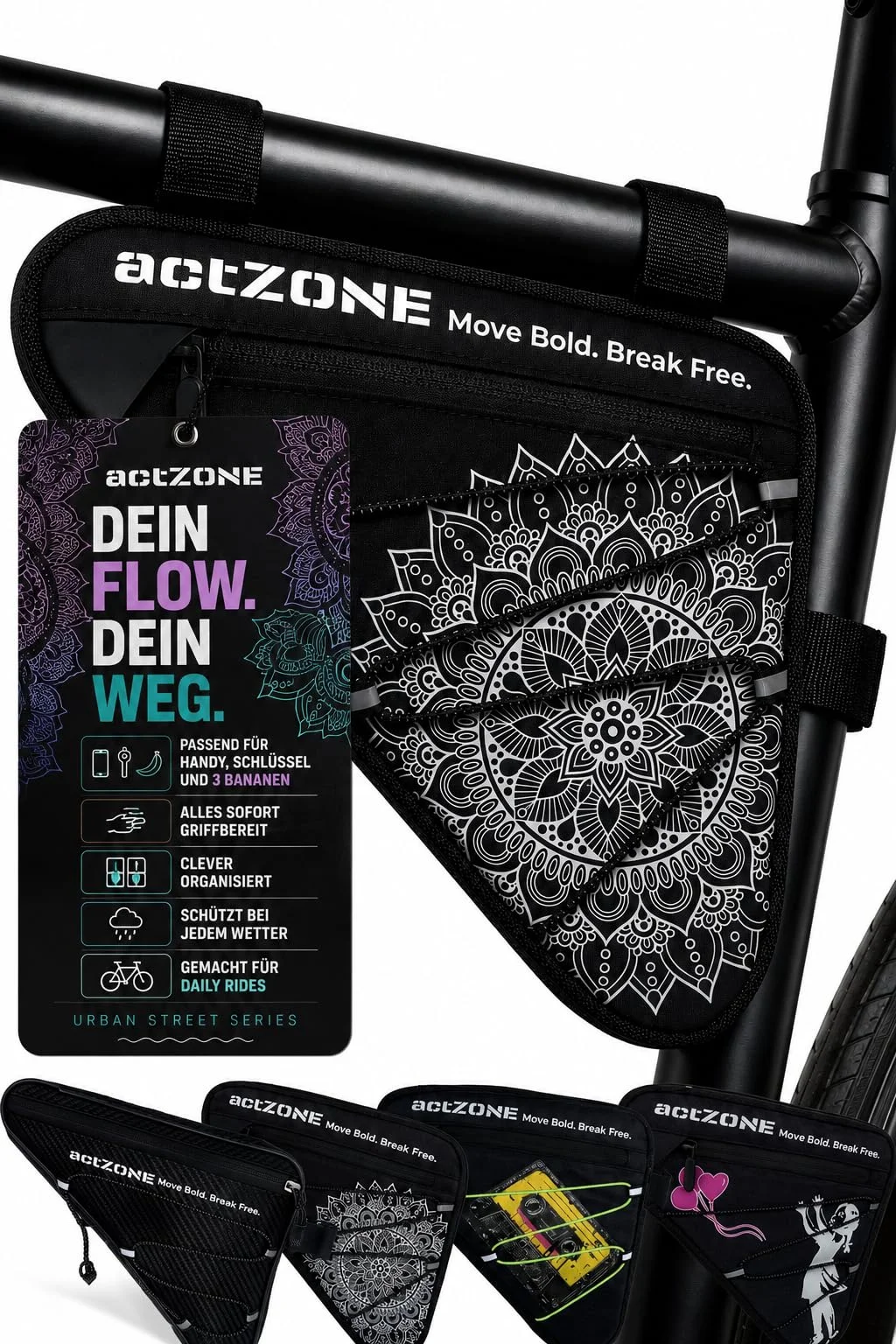 actZONE Fahrradtasche Rahmen Wasserdicht | Rahmentasche Fahrrad MTB Rennrad Gravelbike | Bicycle Bag | Bike Frame Bag Bikepacking Taschen Stange | E-Bike Radtasche/Dreiecktasche