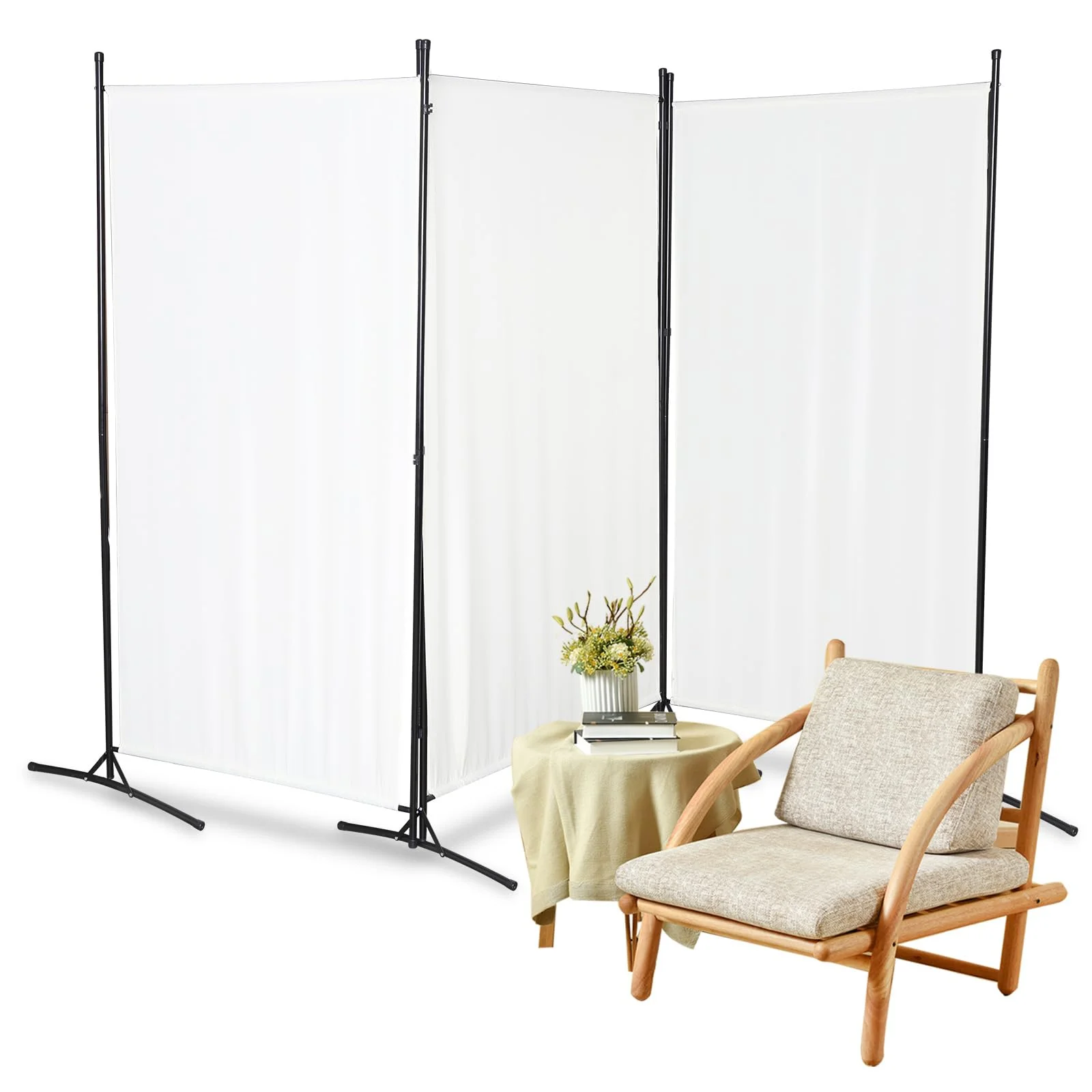 Jaxguom Paravent Raumteiler, Freistehend Sichtschutz Garten 260x180cm Weiß | Freistehender Paravent als Sichtschutz und Raumteiler für Innenbereich, Garten, Balkon, Terrasse, Büro, Bad und Umkleide