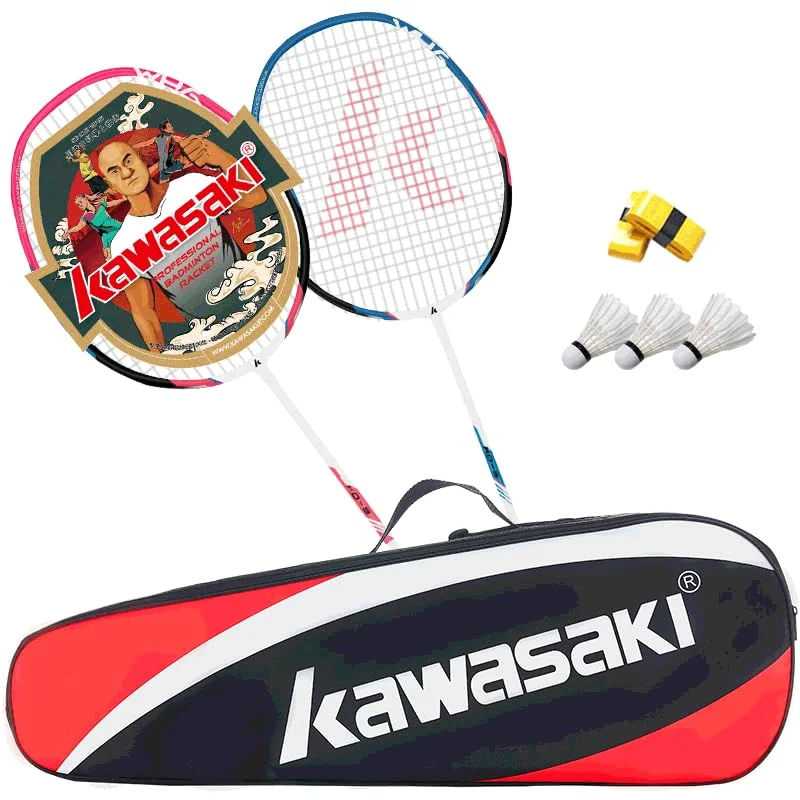 A1 TAAN Kawasaki Badmintonschläger Graphit Badminton Set Profi Badminton schläger Leichtgewicht für Sport, Training und Unterhaltung mit 3 Federbälle, 2 Griffbänder & Schlägertasche