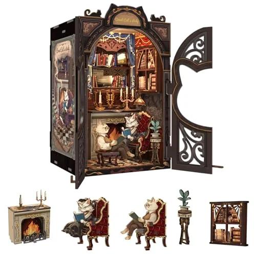 Fsolis Book Nook Kit & Puppenhaus - Kreatives Miniatur, Modell für Regale, eine ausgezeichnete Wahl für Literatur- und Geschichtsbegeisterte, Geschenkidee für Erwachsene