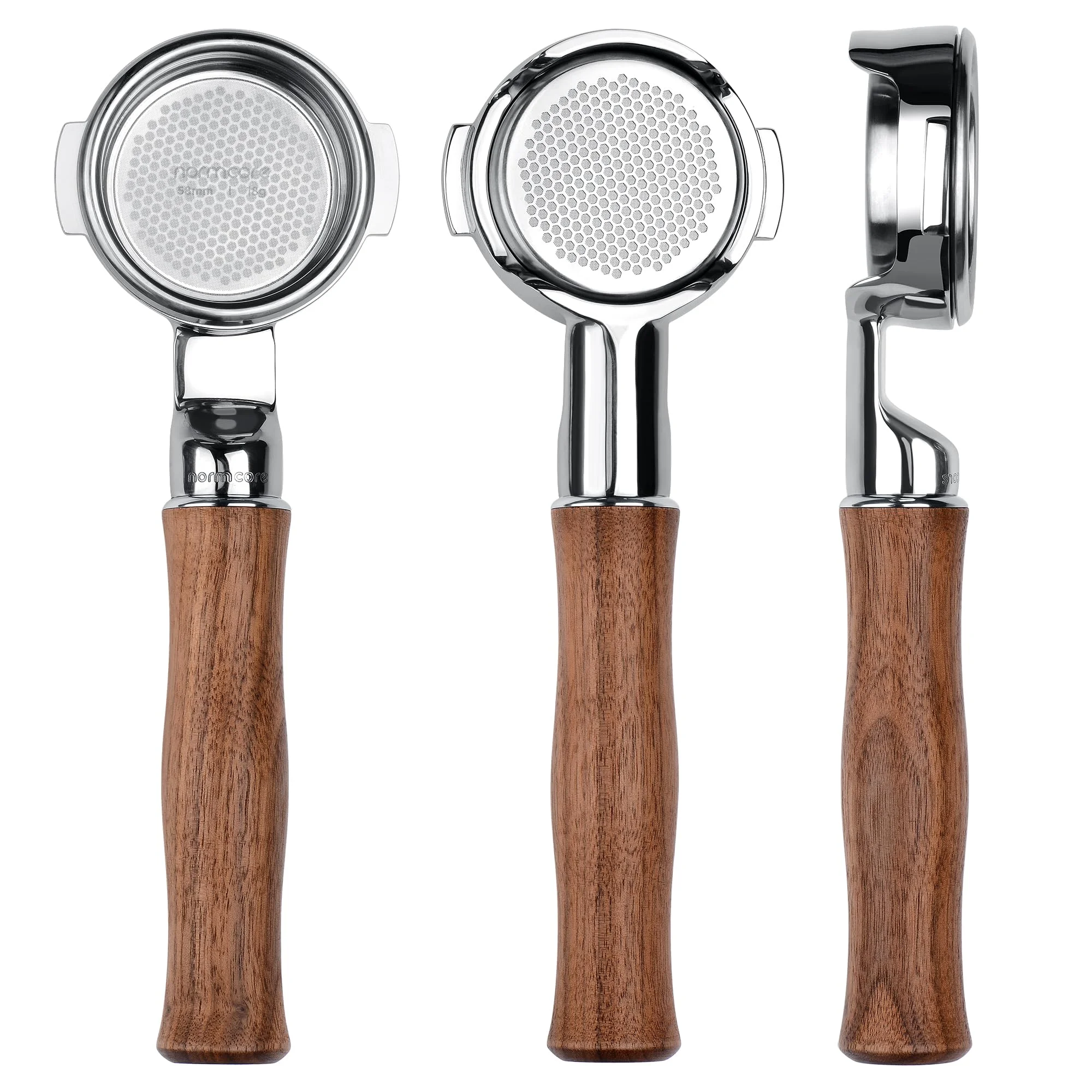 Normcore 58 mm schlanker nackter Portafilter mit 18 g Präzisions-Hochextraktionskorb, echtes amerikanisches Walnuss-Griff-Design, passend für 58 mm Breville Sage Maschinen
