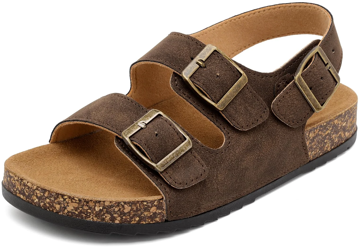 Pantoletten Sandalen Damen Mit Kork Fußbett Anti-Rutsch Sommer Schlappen Sandalens Herren Mit Verstellbaren Riemen, Rutschfest Gummisohle Schaum Hausschuhe Schnalle Bequeme Sandaletten Trekking