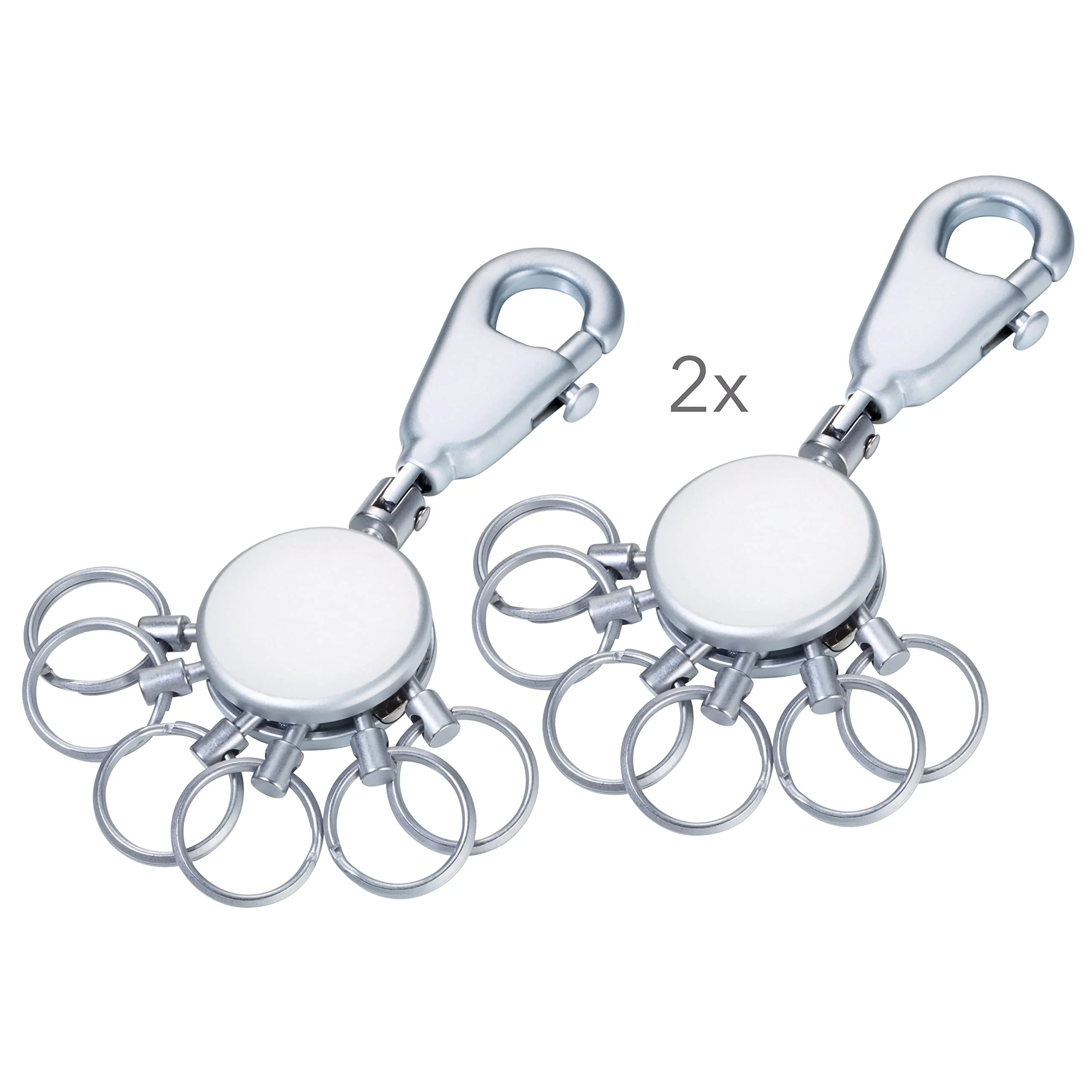 TROIKA 2x PATENT SCHLÜSSELHALTER BASIC SET KYR60/MC TB-KYR60/MC Schlüsselanhänger abnehmbare Ringe metall matt Karabinerhaken 6 ausklinkbare Ringe Schlüsselorganisation