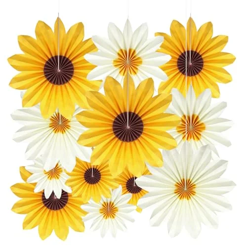 BestoFun Blumen Papier Fächer Dekoration Orange Rose für Geburtstag