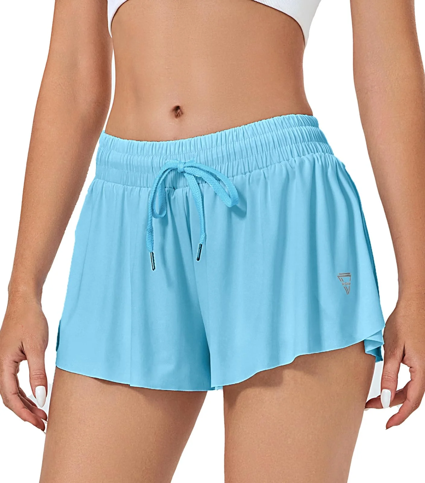 VIGVAN Shorts Damen Sommer Sport Kurze Hose 2 in 1 Kurz Sporthose Running Yoga Biker Shorts Schnelltrocknende Gym Fitness Laufshorts Sportrock Strandshorts