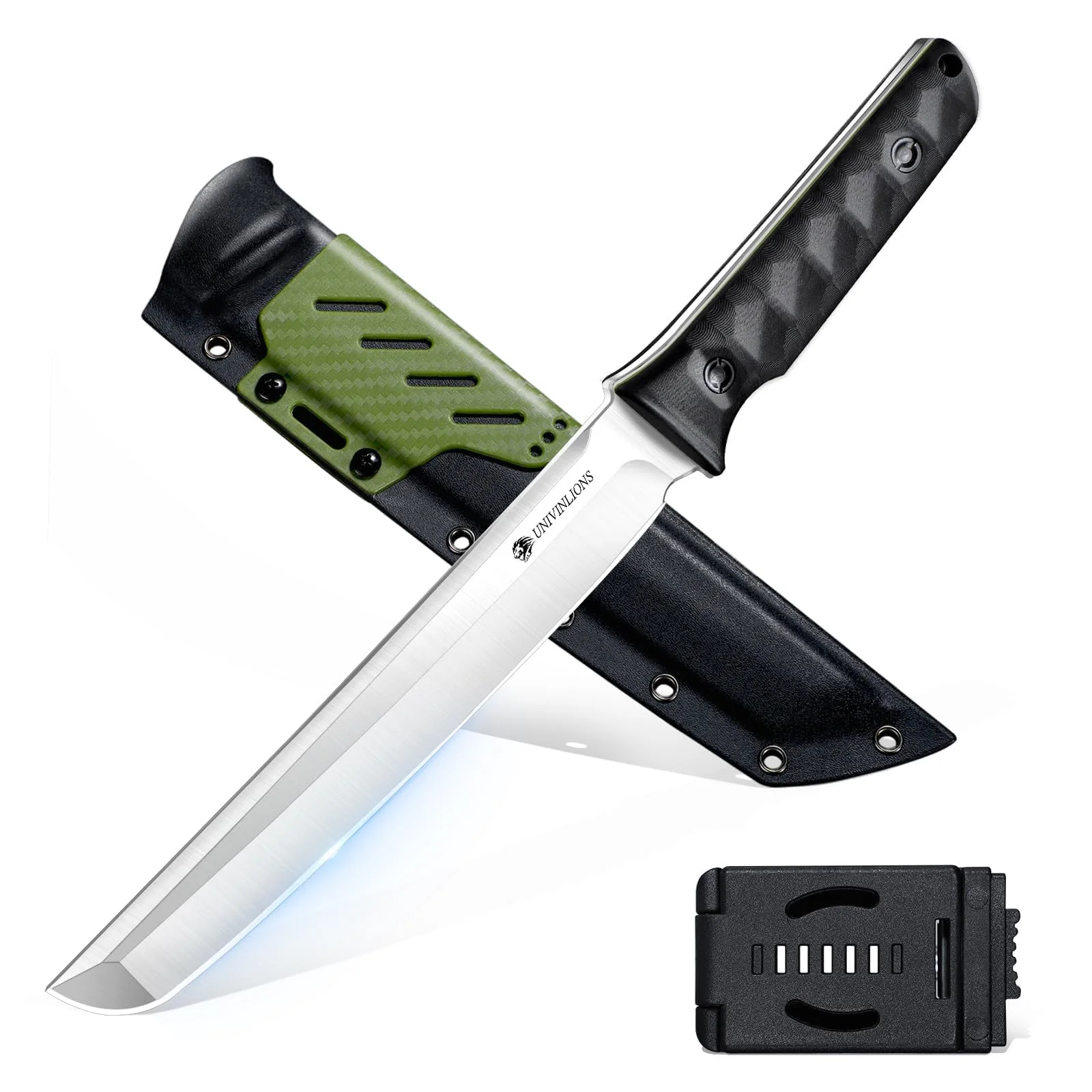 univinlions Survival Messer Großes Machete Scharf echt aus D2 Stahl Outdoor | Jagdmesser Tanto Feststehende Messer mit G10 Griff Bushcraft Messer für Wandern Jagd Angeln