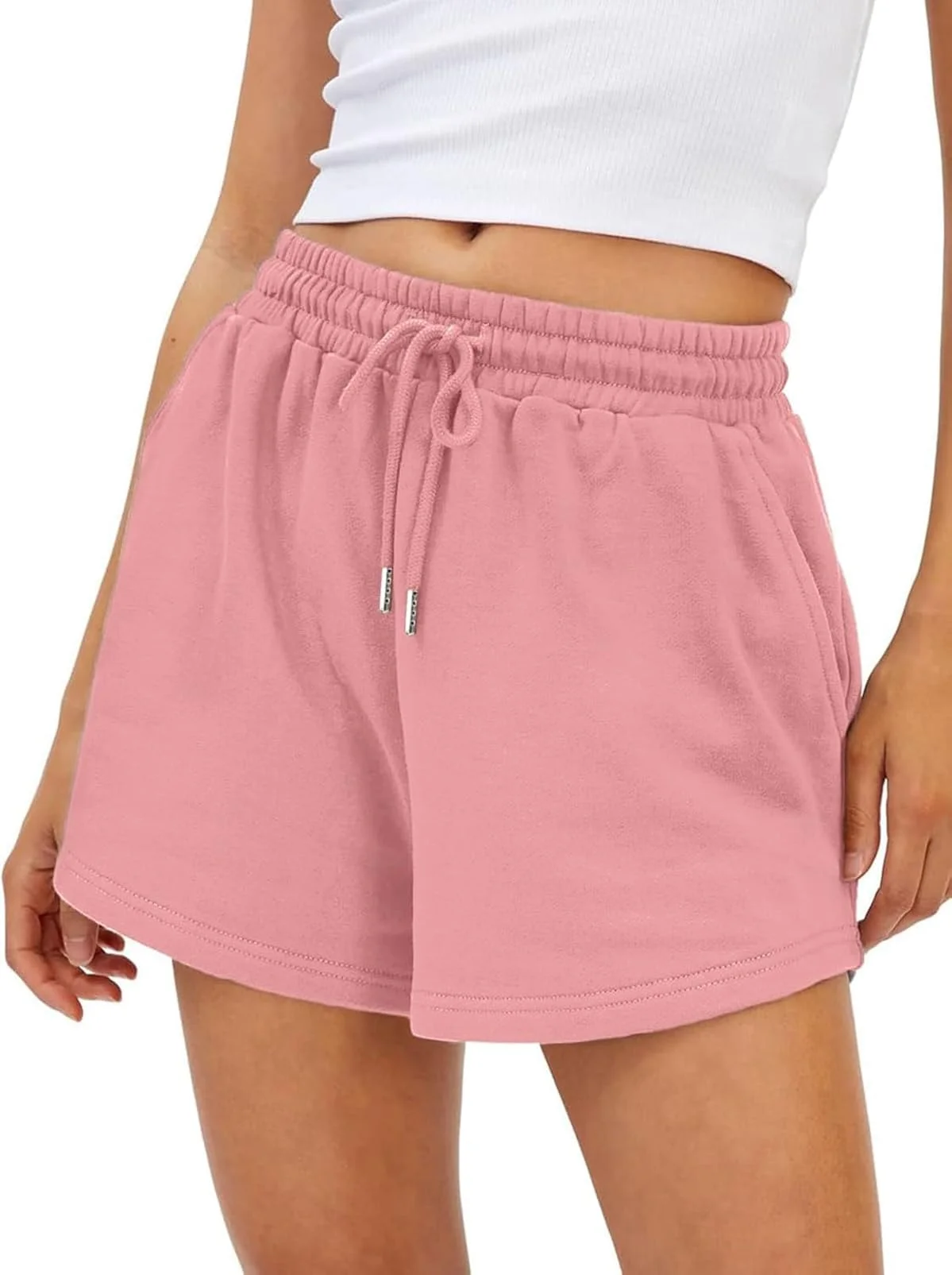 YUANXIAO Shorts Damen Sommer Kurze Hose Sport High Waist Sporthose Damen Kurz Laufhose Jogginghose Running Sweat Shorts Baumwoll Laufshorts mit Taschen