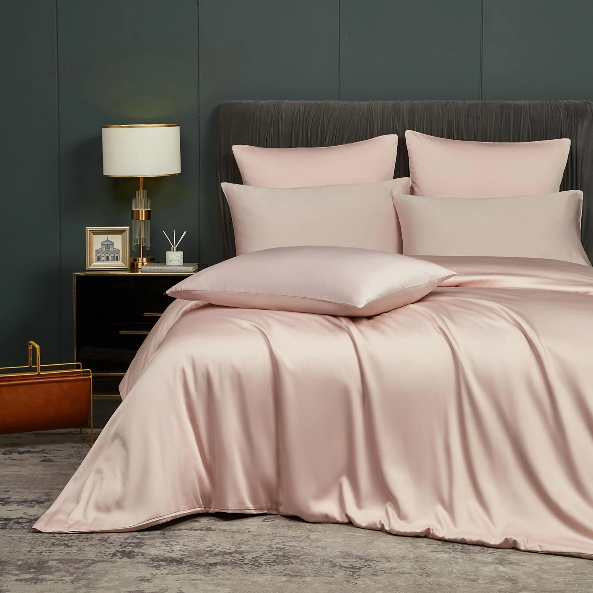 Luowei Bettwäsche 200 x 220 cm Rosa Bambus Polyester Bettwäsche Set Ästhetik Komfort Kühlung Bettbezüge Oeko-TEX Zertifizierung Bettwäsche mit Reißverschluss und 2 Kissenbezüge 80x80cm
