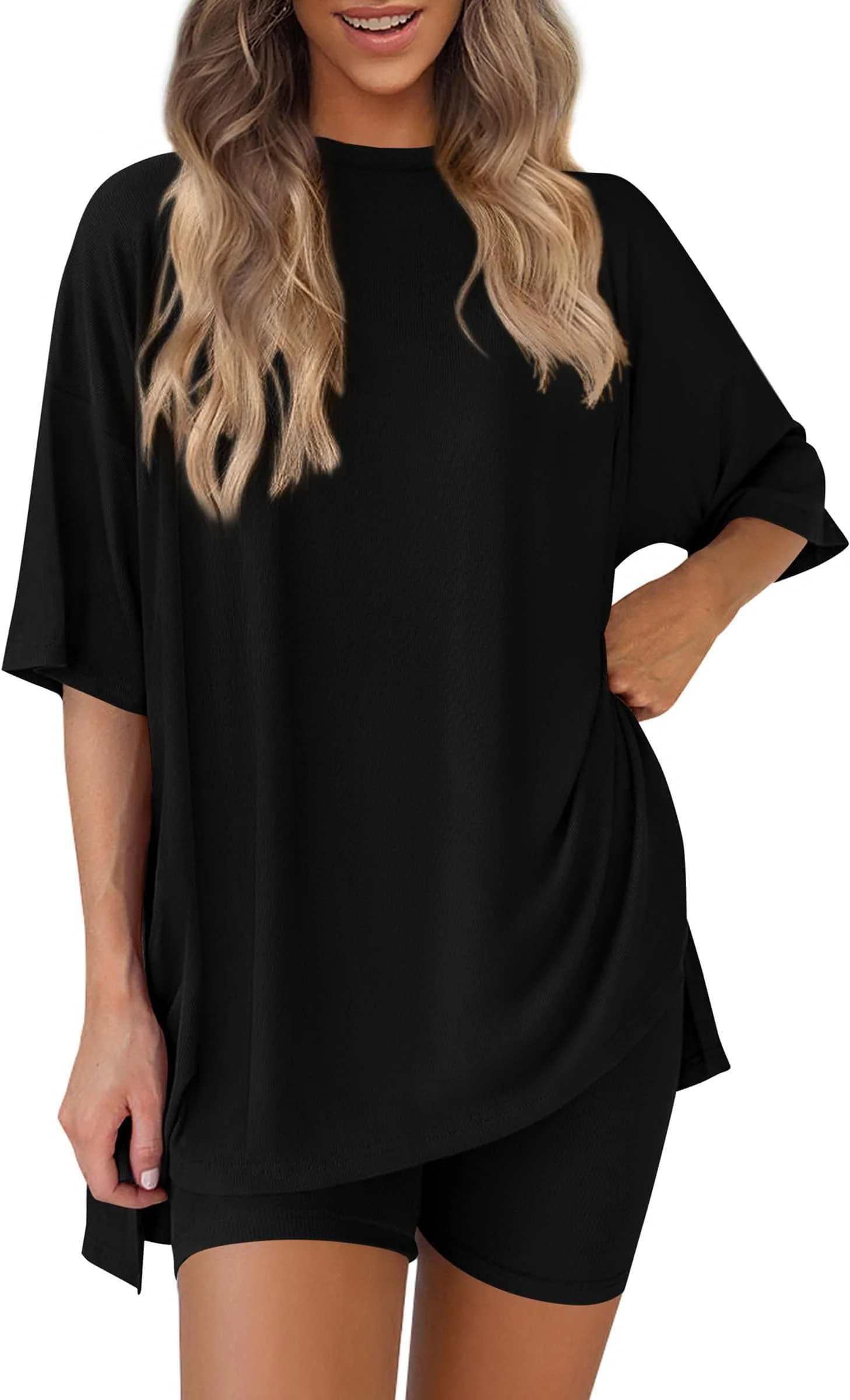 BUNSLOOM Zweiteiler Damen Sommer Shirt Biker Shorts Lounge Set Outfit