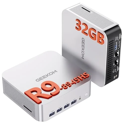 GEEKOM Business Mini PC AI A8 Max mit AMD Ryzen 9 8945HS, 32GB DDR5 RAM | 1TB SSD, 3 Jahre Garantie, Micro PC, 8 USB Ports, 8K UHD, Dual LAN Port, für Gaming/Kreativität
