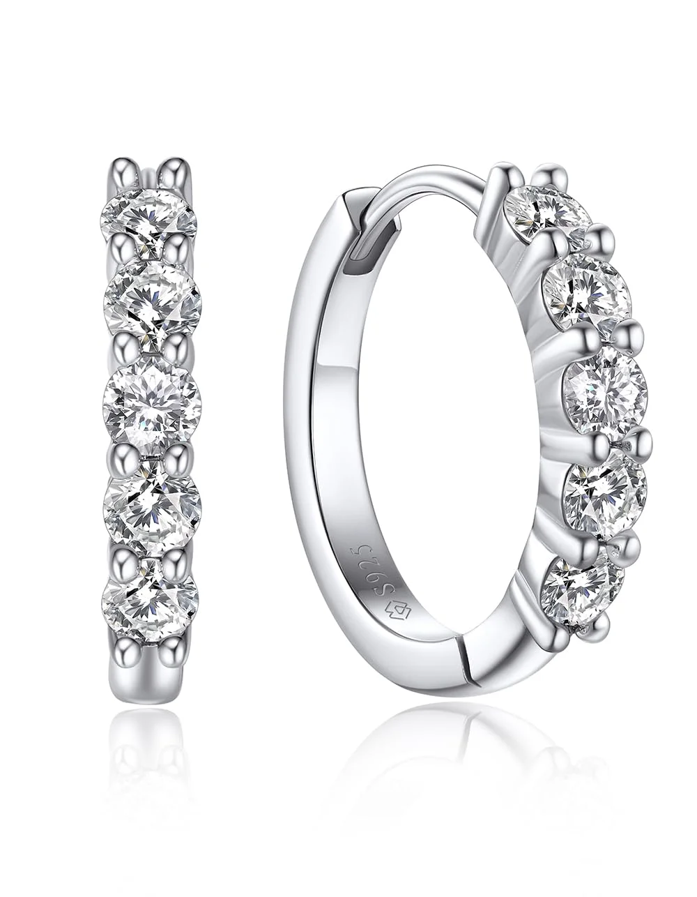 MomentWish Creolen mit Anhänger, 2 Karat Moissanite Diamant Ohrringe Hängend Silber 925 Hängeohrringe Romantisches Geschenk für sie mit Geschenkbox