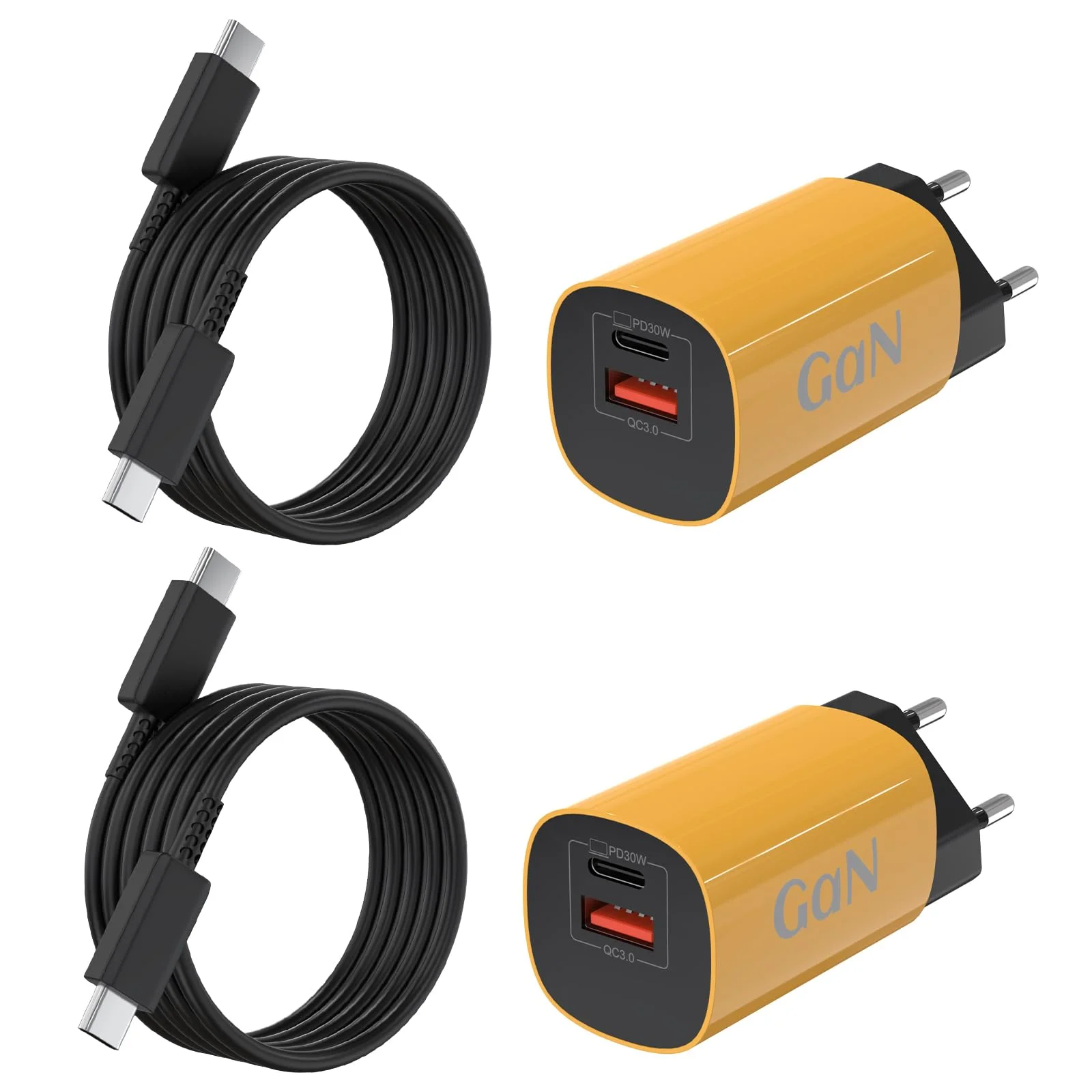 2-Pack USB C Ladegerät 30W für Galaxy S25 S24 S23 S22 Ultra, Typ C Schnellladegerät mit Schnellladekabel 1.5M, Netzteil Adapter Fast Charger für iPhone 17/16/Pro Max/Xiaomi Ladegerät