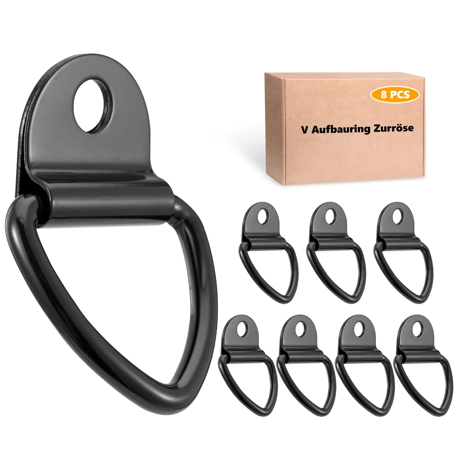 Idong 5400kg Schwerlast Zurrösen für Anhänger PKW Anhänger Zubehör, 4 Stück Zurröse Anhänger Haken D Ring mit Schrauben, Zurrösen Aufbauring
