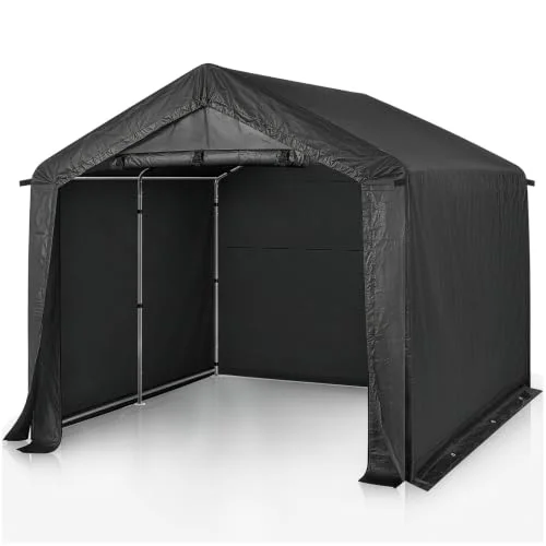 LEADZM Gerätehaus 180x180 cm Grau | Wasserfestes UV-beständiges Gewebe mit Reißverschlusstür, sicheren Aufbewahrung von Fahrrädern und sämtlichen Gartengeräten